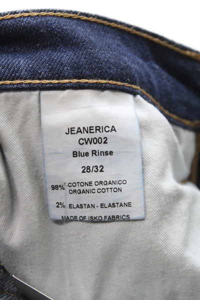 Jeanerica Womens Straight Blue Cotton Jeans Mid Rise Button Size 28