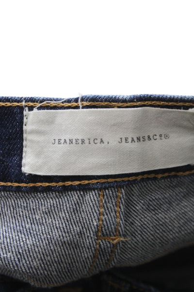 Jeanerica Womens Straight Blue Cotton Jeans Mid Rise Button Size 28