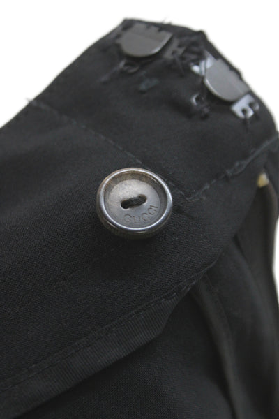Gucci Womens Dress Pants Black Virgin Wool Button Size 44