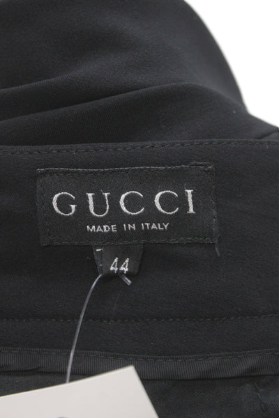 Gucci Womens Dress Pants Black Virgin Wool Button Size 44