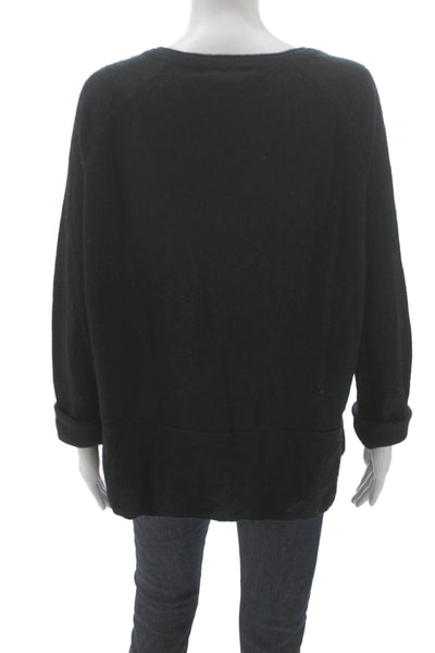 Vince Women Black Cashmere V-Neck Long Sleeve Pullover Sweater Size L