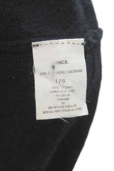 Vince Women Black Cashmere V-Neck Long Sleeve Pullover Sweater Size L