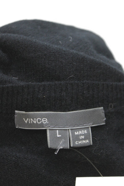 Vince Women Black Cashmere V-Neck Long Sleeve Pullover Sweater Size L