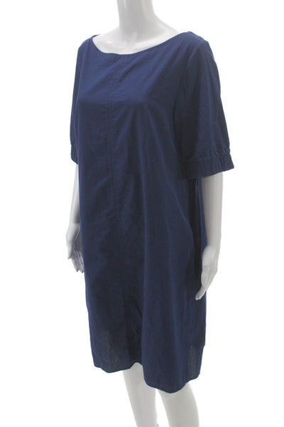 COS Womens Shift Dress Blue Cotton Short Sleeve Mini Size 14