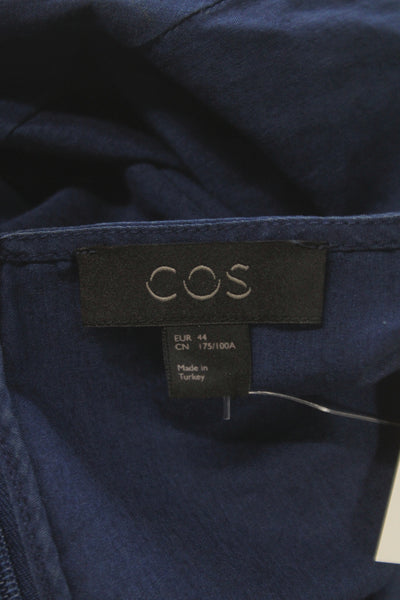 COS Womens Shift Dress Blue Cotton Short Sleeve Mini Size 14