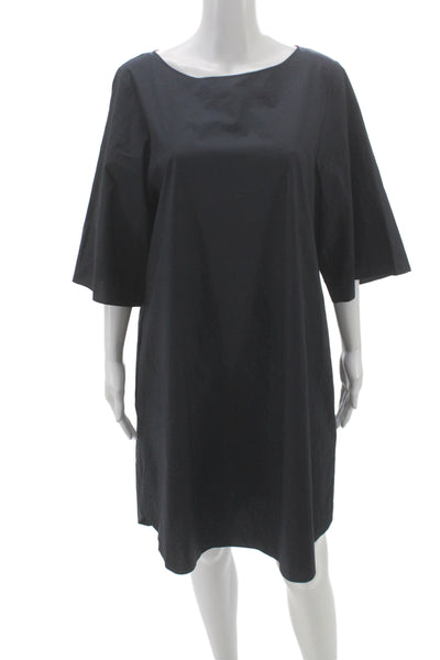 COS Women Shift Dress Black Cotton Boat Neck Half Sleeve Knee Length Size 12