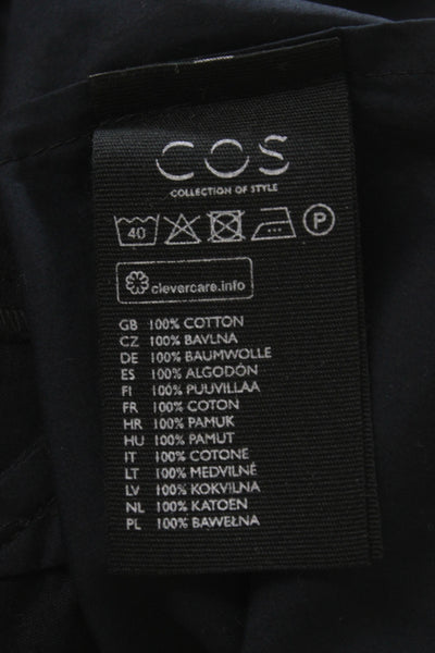 COS Women Shift Dress Black Cotton Boat Neck Half Sleeve Knee Length Size 12