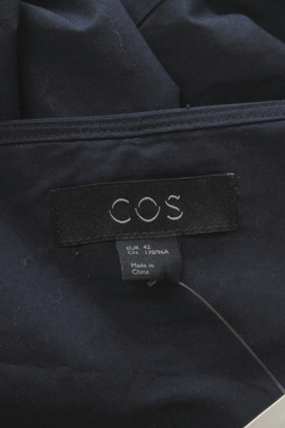 COS Women Shift Dress Black Cotton Boat Neck Half Sleeve Knee Length Size 12