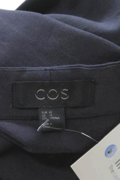 COS Womens Shift Dress Blue Cotton Short Sleeve Mini Size 14