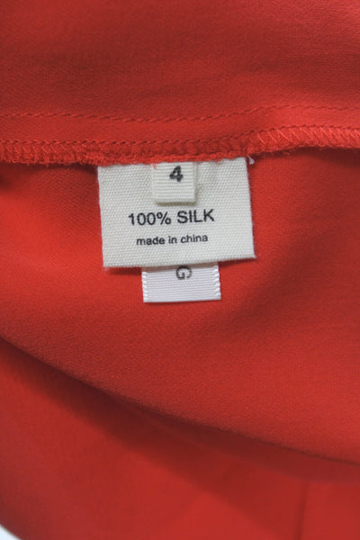 L'Agence Women Basic Collared Silk Long Sleeve Button Blouse Red Size 4