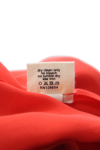 L'Agence Women Basic Collared Silk Long Sleeve Button Blouse Red Size 4