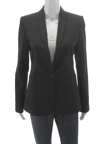 Elie Tahari Womens Basic Jacket Black Wool Button Long Sleeve Size 6