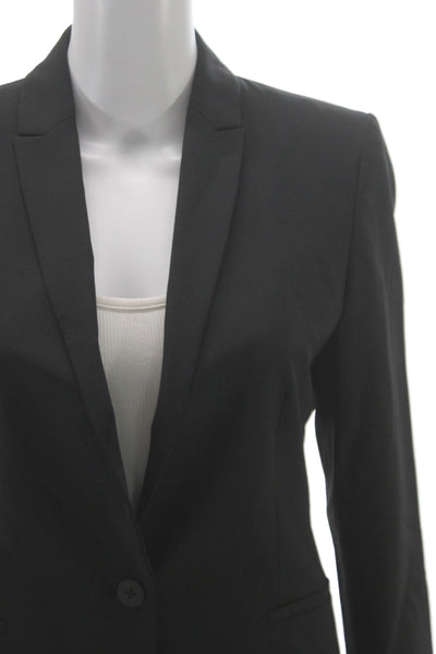 Elie Tahari Womens Basic Jacket Black Wool Button Long Sleeve Size 6