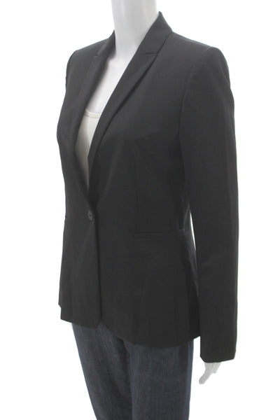 Elie Tahari Womens Basic Jacket Black Wool Button Long Sleeve Size 6