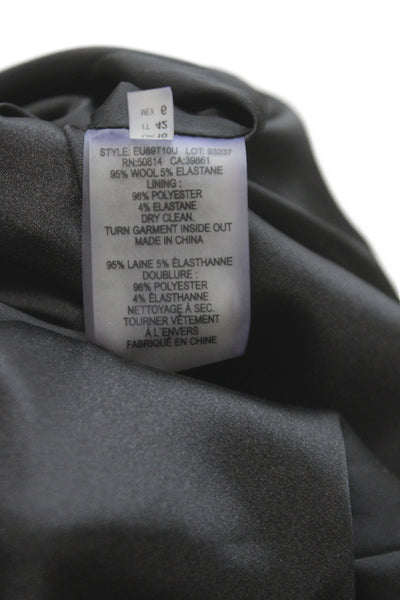 Elie Tahari Womens Basic Jacket Black Wool Button Long Sleeve Size 6