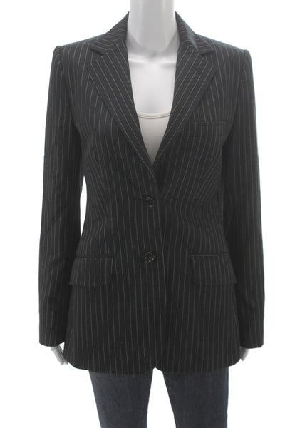Dolce & Gabbana Womens Striped Buttoned Long Sleeve Blazer Black Size EUR 44