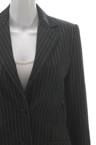 Dolce & Gabbana Womens Striped Buttoned Long Sleeve Blazer Black Size EUR 44