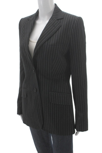 Dolce & Gabbana Womens Striped Buttoned Long Sleeve Blazer Black Size EUR 44