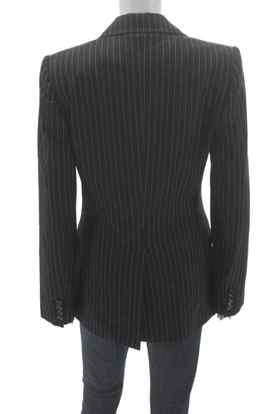 Dolce & Gabbana Womens Striped Buttoned Long Sleeve Blazer Black Size EUR 44