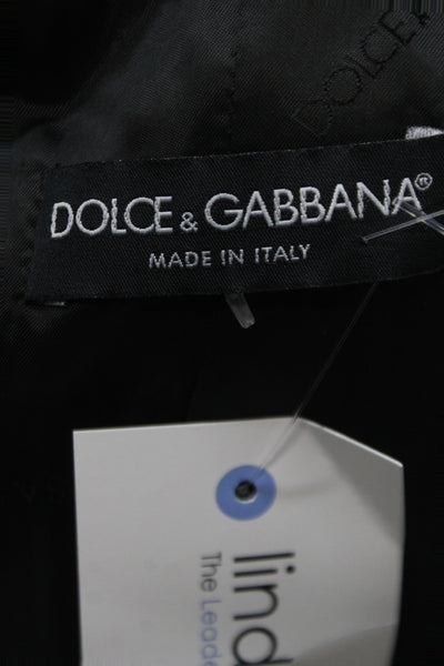 Dolce & Gabbana Womens Striped Buttoned Long Sleeve Blazer Black Size EUR 44