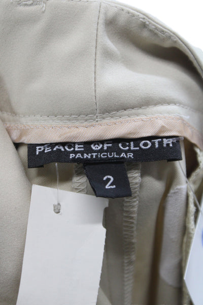 Peace of Cloth Women Beige Dress Pants Button Closure Size 2