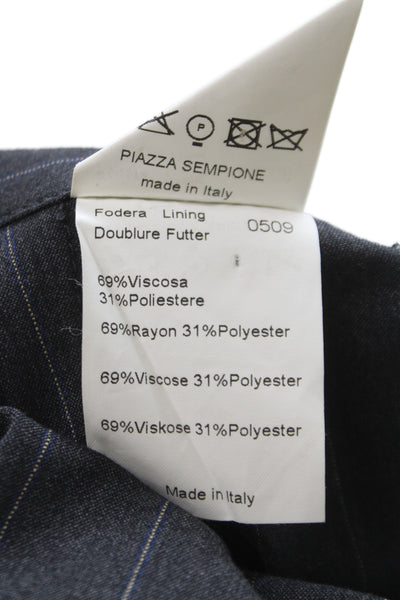 Piazza Sempione Women Striped Virgin Wool Dress Pants Gray Size 46