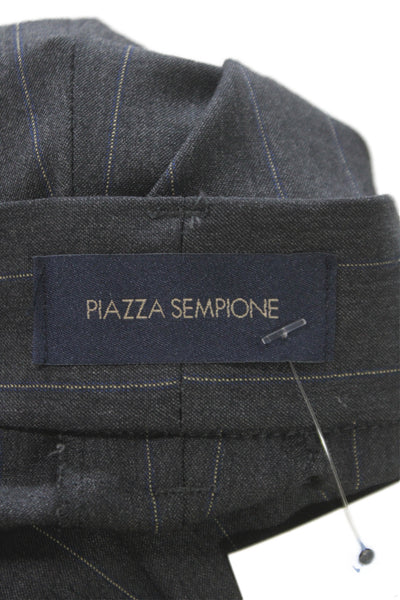 Piazza Sempione Women Striped Virgin Wool Dress Pants Gray Size 46