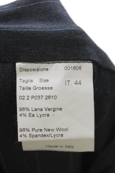 Piazza Sempione Women Gray Striped Dress Pants Virgin Wool Button Size 44
