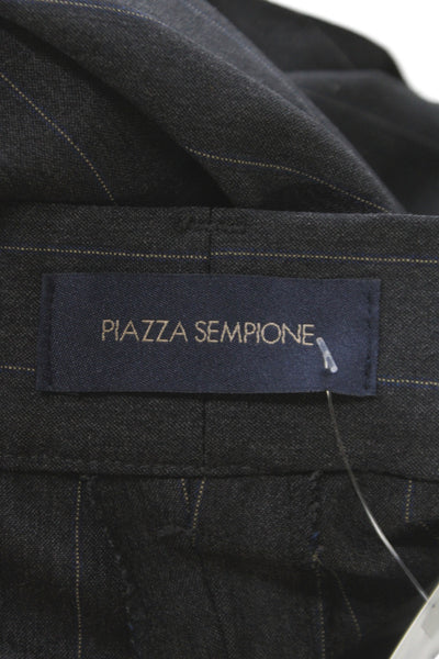 Piazza Sempione Women Gray Striped Dress Pants Virgin Wool Button Size 44