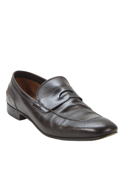 Silvano Sassetti Mens Leather Slip On Loafer Shoes Brown Size 13