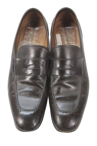 Silvano Sassetti Mens Leather Slip On Loafer Shoes Brown Size 13