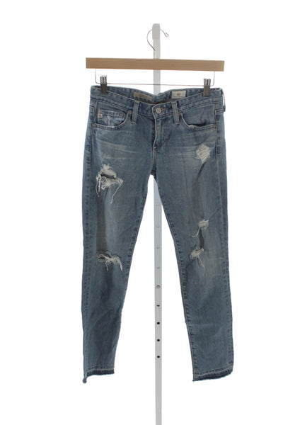 AG Adriano Goldschmied Women Ankle Jeans Blue Cotton Mid Rise Inseam 26 Size 24