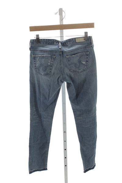 AG Adriano Goldschmied Women Ankle Jeans Blue Cotton Mid Rise Inseam 26 Size 24