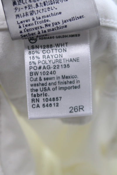 AG Adriano Goldschmied Women Skinny White Cotton Jeans Button Size 26