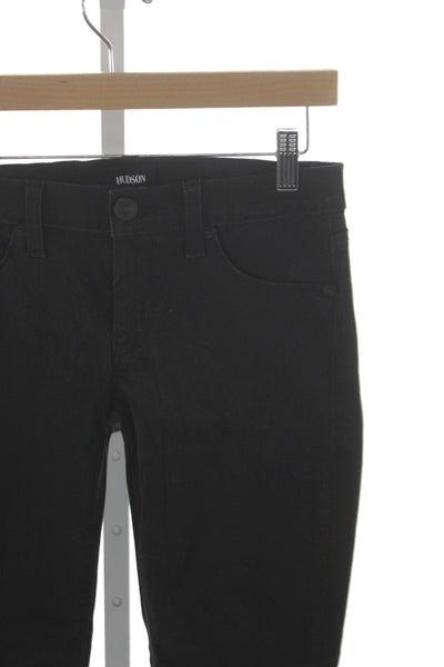 Hudson Women Skinny Black Jeans Button Cotton Blend 26in Inseam Size 25