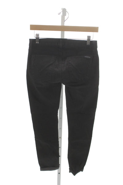 Hudson Women Skinny Black Jeans Button Cotton Blend 26in Inseam Size 25
