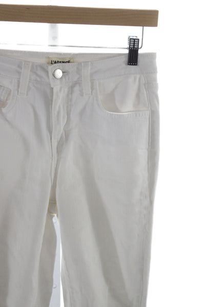 L'Agence Women Skinny White Cotton Jeans Button Closure Size 24