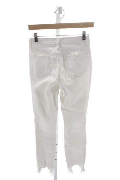 L'Agence Women Skinny White Cotton Jeans Button Closure Size 24