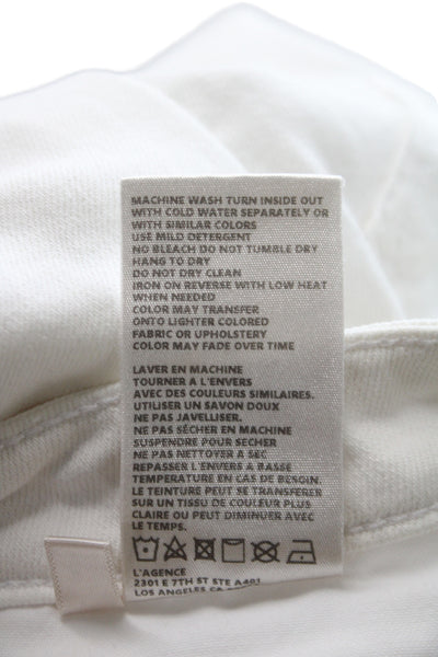 L'Agence Women Skinny White Cotton Jeans Button Closure Size 24