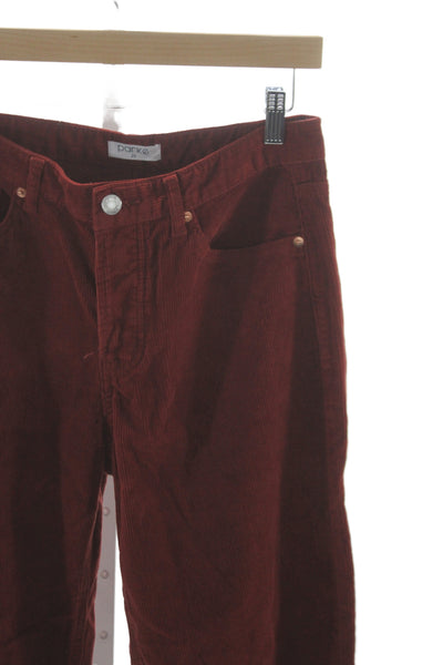 Parke Women Cropped Cotton Pants Red Button Casual Size 26