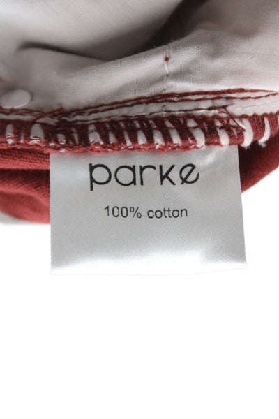 Parke Women Cropped Cotton Pants Red Button Casual Size 26