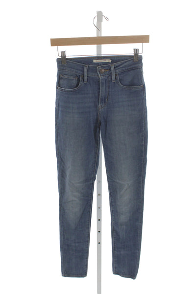 Levis Womens Skinny Blue Jeans Mid Rise Button Cotton Inseam 26 Size 25