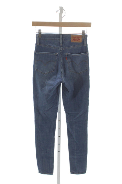 Levis Womens Skinny Blue Jeans Mid Rise Button Cotton Inseam 26 Size 25