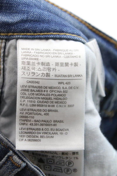 Levis Womens Skinny Blue Jeans Mid Rise Button Cotton Inseam 26 Size 25