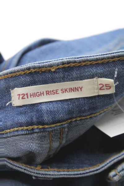Levis Womens Skinny Blue Jeans Mid Rise Button Cotton Inseam 26 Size 25