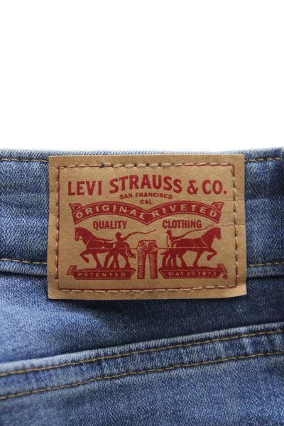 Levis Womens Skinny Blue Jeans Mid Rise Button Cotton Inseam 26 Size 25