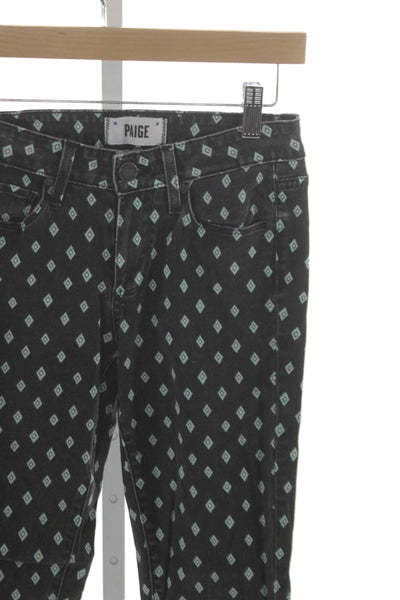 Paige Womens Skinny Jeans Black Button Argyle Cotton Size 27