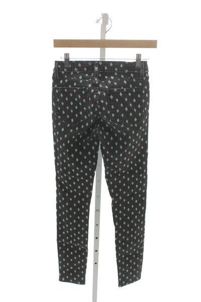 Paige Womens Skinny Jeans Black Button Argyle Cotton Size 27