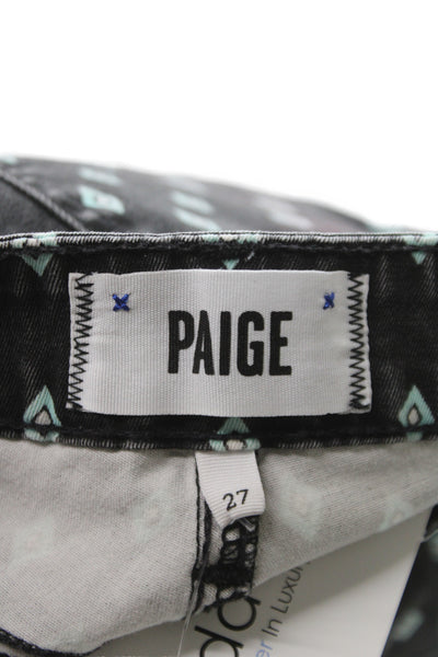 Paige Womens Skinny Jeans Black Button Argyle Cotton Size 27