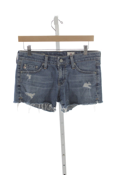 AG Adriano Goldschmied Womens Cut-Off Blue Cotton Shorts Size 27